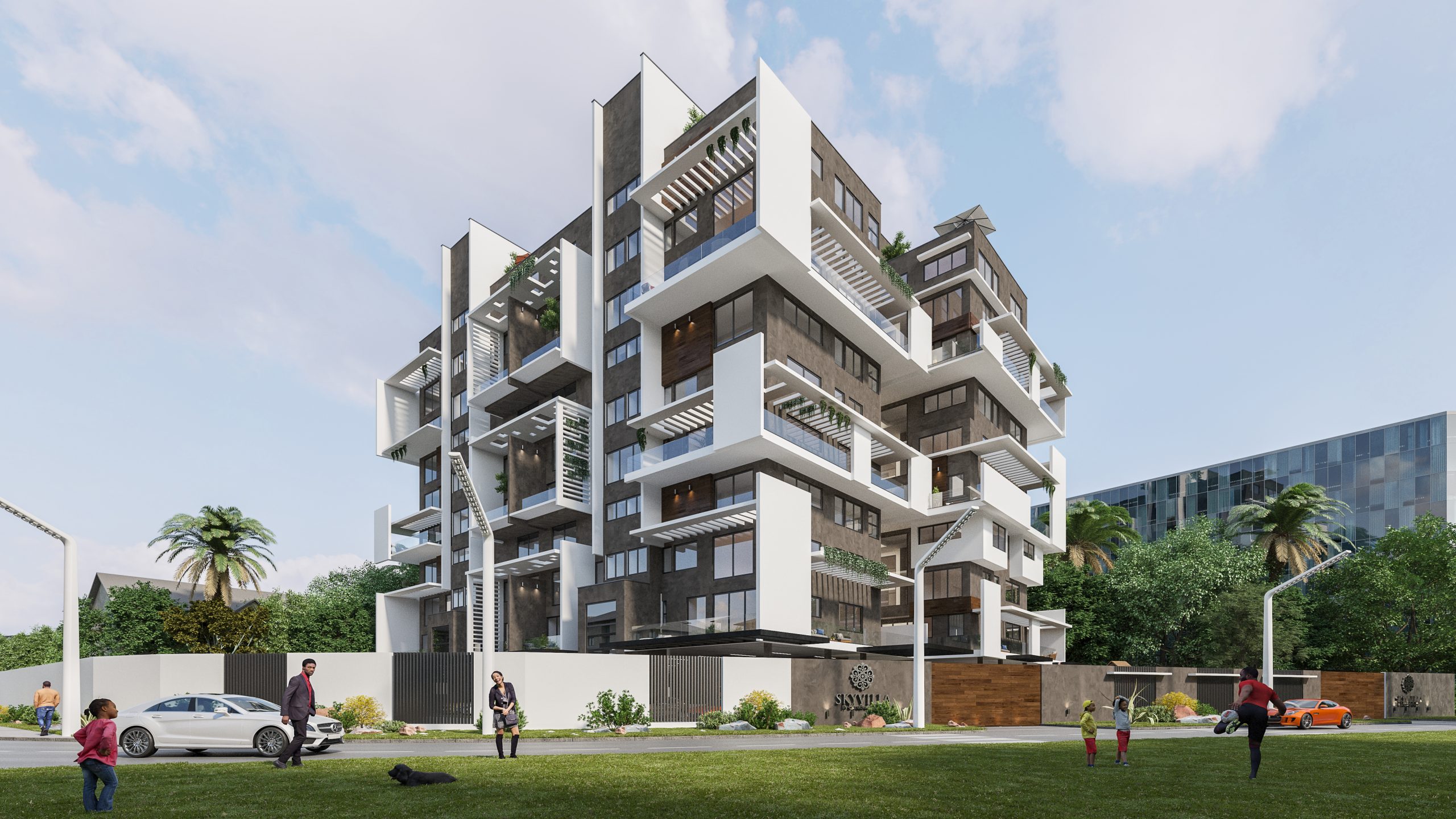 A 3D render of Skyvilla Luxury Apartments in Ikoyi Lagos